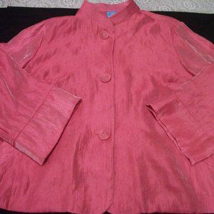 PRETTY IN IRIDESCENT PEACH THIN NEHRU JACKET 14